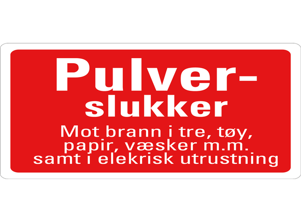 Pulverslukker tilleggsskilt 200 x 100 mm - A 