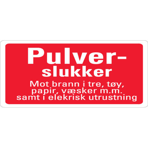 Pulverslukker tilleggsskilt 200 x 100 mm - A