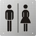 "Toalett kvinne/mann" 100 x 100 mm - Børstet stål