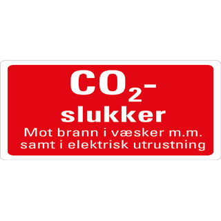 CO2-slukker tilleggsskilt 200 x 100 mm - A