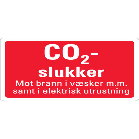 CO2-slukker tilleggsskilt 200 x 100 mm - A