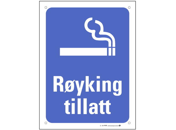 Røyking tillatt 150 x 200 mm - Aluminium 