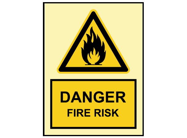 Danger Fire risk 150 x 200 mm - PET