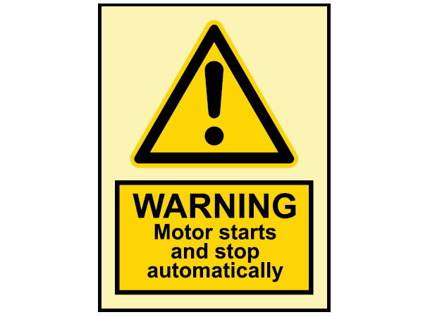 Danger Motor starts and stop automati 150 x 200 mm - PET 