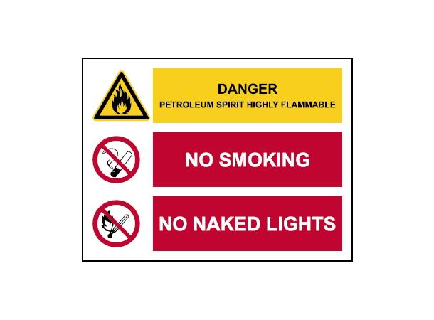 Danger petroleum spirit highly flam 400 x 300 mm - VS