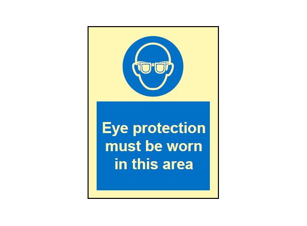 Eye protection must be worn in this a 150 x 200 mm - PET