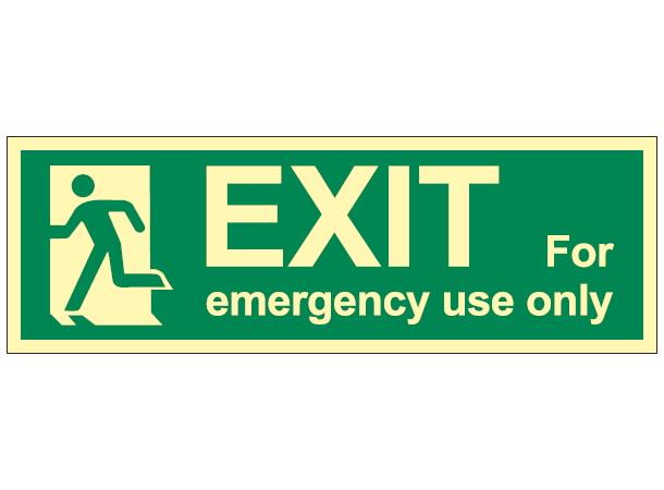 Emergency exit only left 150 x 450 mm - PET