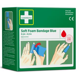 Soft Foam Bandage Blue 6 cm x 4,5 m Plaster og bandasje i ett