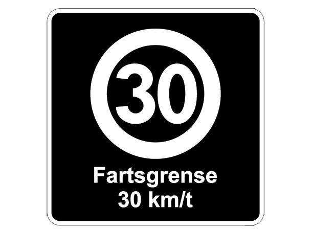 Fartsgrense 30 km/t 500 x 500 mm S/H - AR 