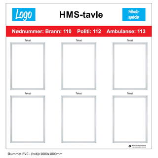 HMS-tavle SPESIAL Velg st&#248;rrelse og type oppheng