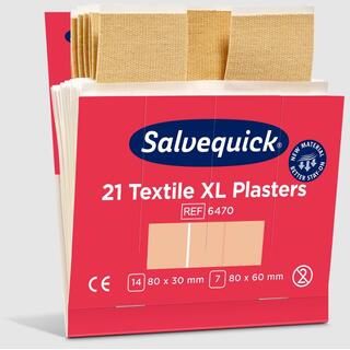 Plaster - Salvequick refill x 6 Tekstil - Ekstra store