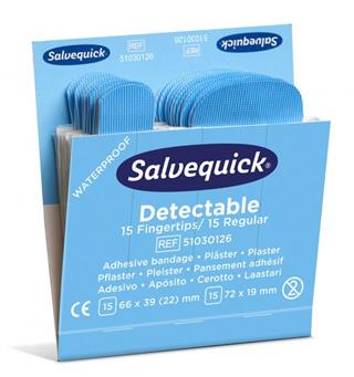 Plaster - Salvequick refill x 6 Blå Detekt Fingertupp