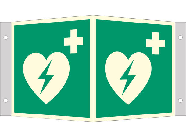 Skilt Hjertestarter plogskilt 150 x 150 mm - Plogskilt i AE 