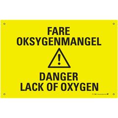 Fare oksygenmangel/Danger lack of oxygen 300 x 200 mm - PVC