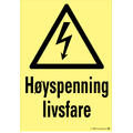 H&#248;yspenning livsfare 150 x 200 mm - A