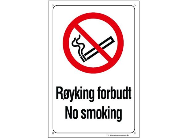 Røyking forbudt - No smoking 200 x 300 mm - A