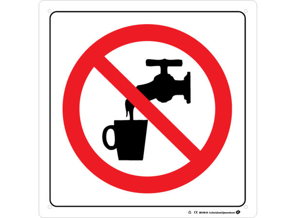 Ikke drikkevann 200 x 200 mm - Aluminium 