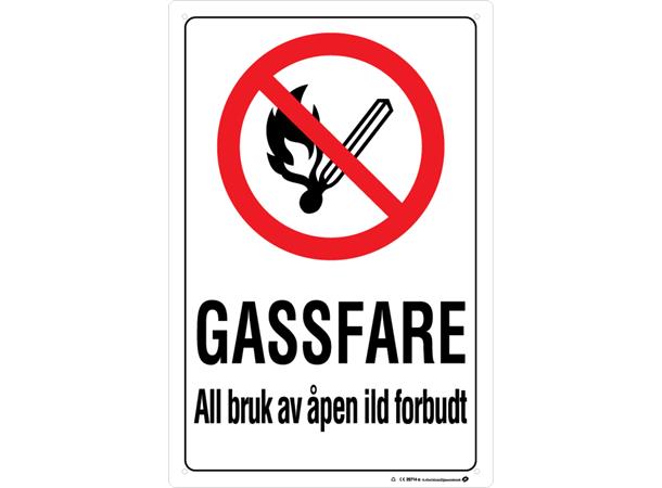 Gassfare - All bruk av åpen ild forbudt 200 x 300 mm - A