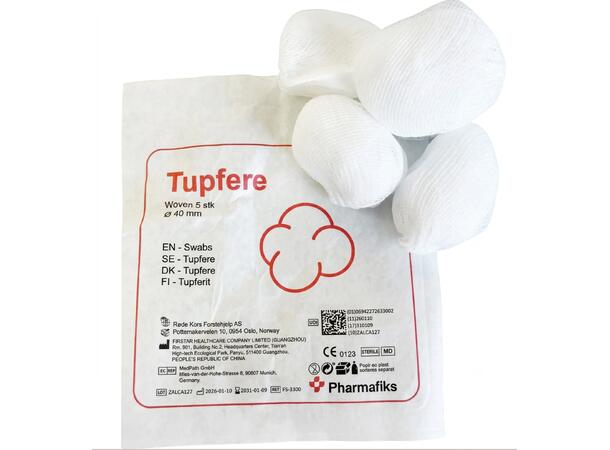 Pharmafiks tupfer woven 30/40 sterile Pakke à 5 stk. 