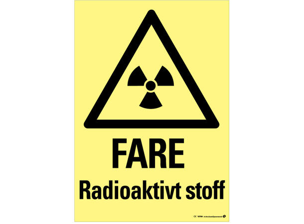 Fare-Radioaktivt stoff 150 x 200 mm - Aluminium 