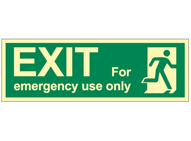 Emergency exit only right 150 x 450 mm - PET