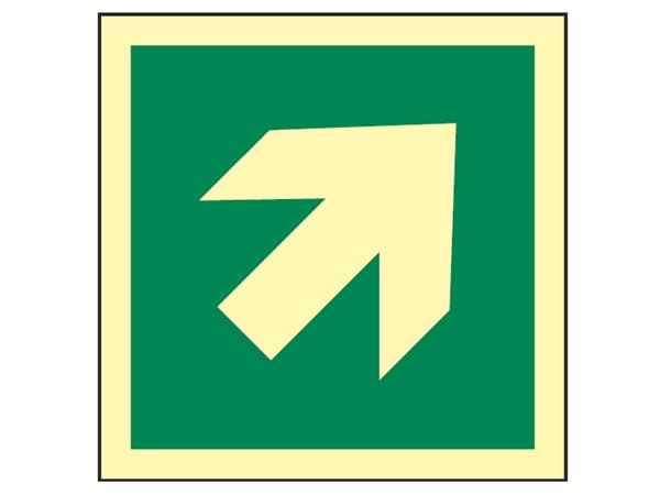 Escape direction, arrow (45°) 150 x 150 mm - PET