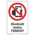 Håndholdt telefon forbudt 200 x 300 mm - A