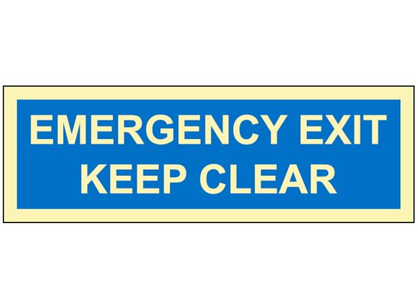 Emergency exit keep clear 100 x 300 mm - PET