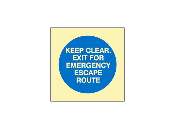 Keep clear, emergency exit 150 x 150 mm - PET