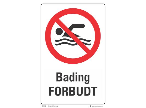 Bading forbudt 200 x 300 mm - Aluminium 