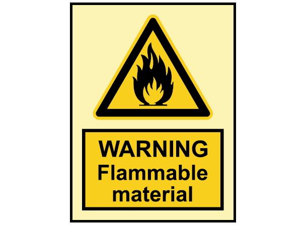 Warning flammable mat. 200 x 150 mm - PET