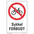 Sykkel forbudt 200 x 300 mm - A