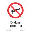 Dykking forbudt 200 x 300 mm - Aluminium