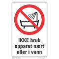 Ikke bruk apparat n&#230;rt eller i vann 200 x 300 mm - A