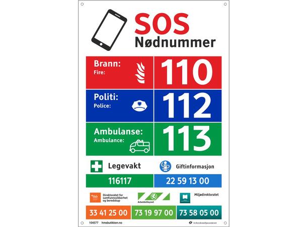 SOS - alarmtelefoner 200 x 300 mm - PVC