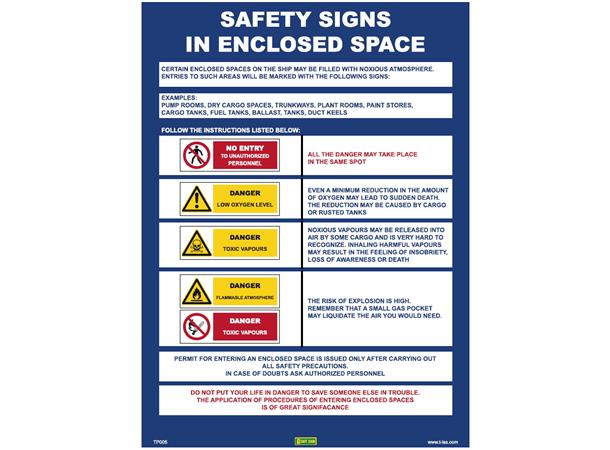 Safety signs in enclosed space 300 x 400 mm - LS