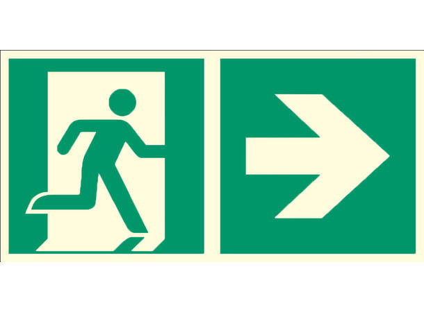 Nødutgang skilt PIL HØYRE - Best kvalitet