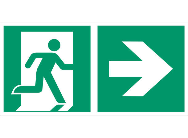 Nødutgang skilt PIL HØYRE - Best kvalitet