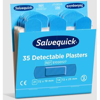 Plaster - Salvequick refill x 6 Bl&#229; Detektbar