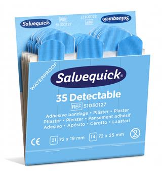 Plaster - Salvequick refill x 6 Blå Detektbar