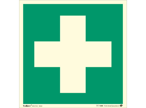 Førstehjelpsskilt 200 x 200 mm - Økonomi - Plast 