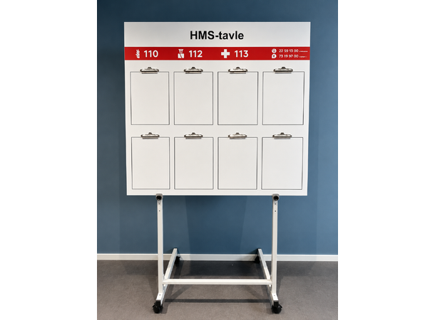HMS-tavle med Hjulstativ - STANDARD 100 x 100 cm - KLYPER 