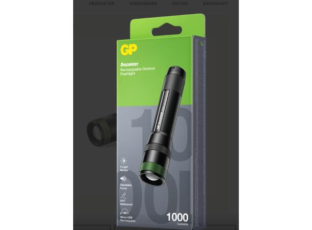 Lommelykt CR42 - Oppladbar 1000 lumen 