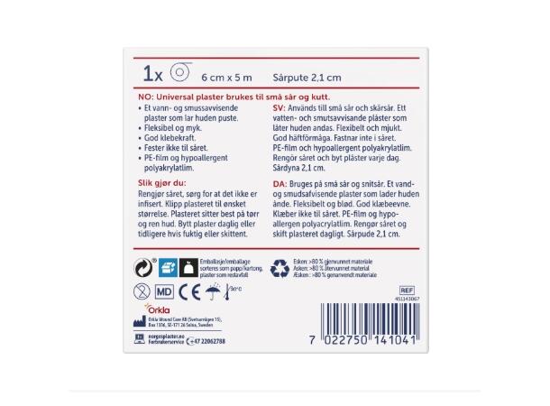 Norgesplaster - Plast universal 6 cm x 5 m 