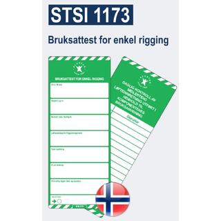 Scafftag Kort - STSI 1173 - 50 stk Bruksattest for enkel rigging m/kontroll