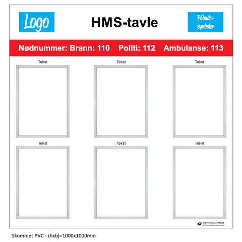 HMS-tavle med Hjulstativ - SPESIAL Velg st&#248;rrelse og type oppheng