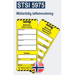 Scafftag Kort - STSI 5975 - 50 stk Midlertidig løfteinnretning kort