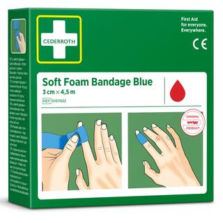 Soft Foam Bandage Blue 3 cm x 4,5 m Plaster og bandasje i ett