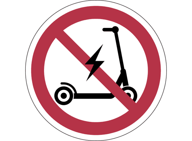 El-sparkesykkel forbudt Folieskilt m/Antiskli Ø30cm