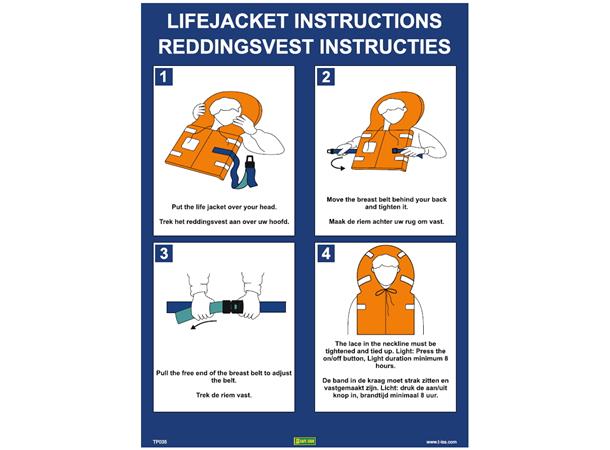 Lifejacket instructions 300 x 400 mm - PVC